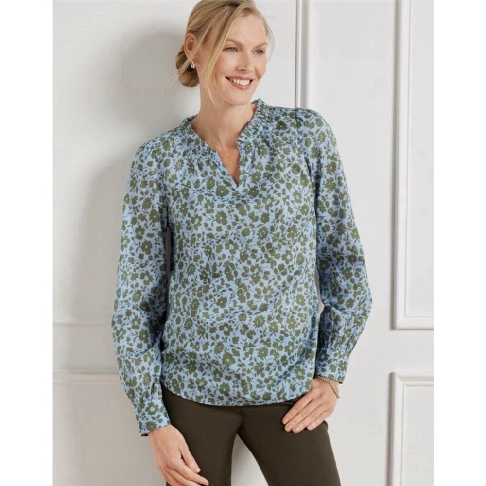 Talbots Size Small Long Sleeve Floral Lightweight Top